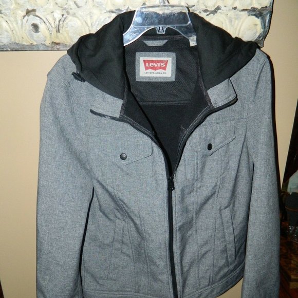 Levi's Gray Jacket with Hoodie Sz S